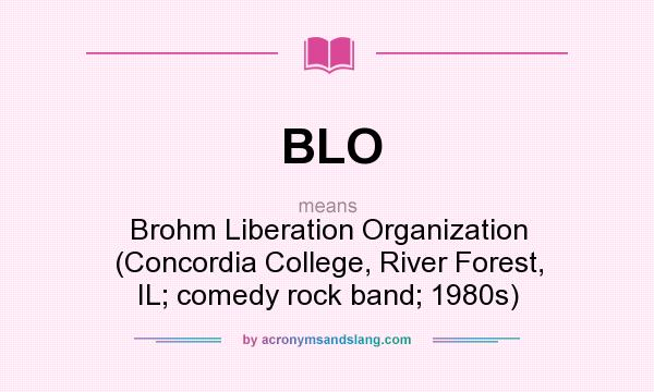 What does BLO mean? It stands for Brohm Liberation Organization (Concordia College, River Forest, IL; comedy rock band; 1980s)