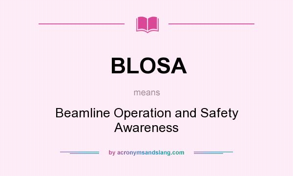What does BLOSA mean? It stands for Beamline Operation and Safety Awareness