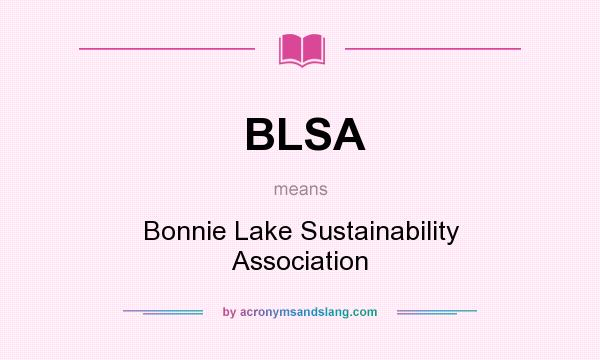 What does BLSA mean? It stands for Bonnie Lake Sustainability Association