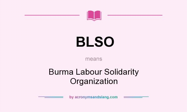 What does BLSO mean? It stands for Burma Labour Solidarity Organization