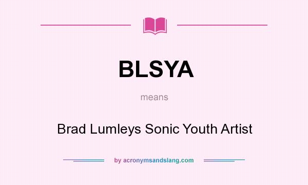 What does BLSYA mean? It stands for Brad Lumleys Sonic Youth Artist