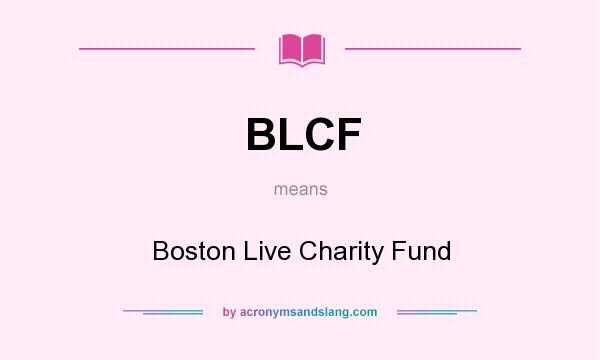 What does BLCF mean? It stands for Boston Live Charity Fund