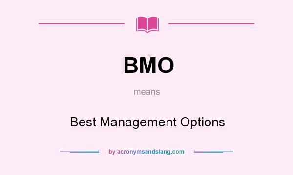 What does BMO mean? It stands for Best Management Options