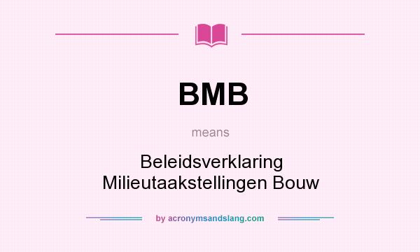 What does BMB mean? It stands for Beleidsverklaring Milieutaakstellingen Bouw