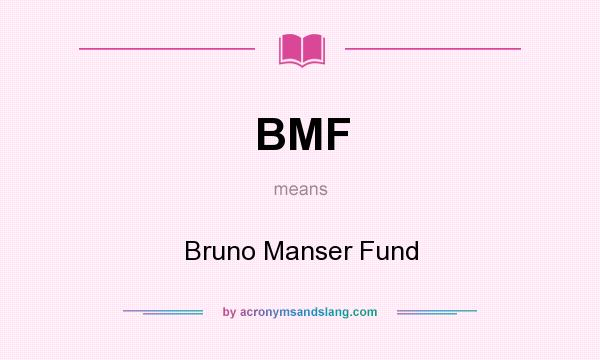 What does BMF mean? It stands for Bruno Manser Fund