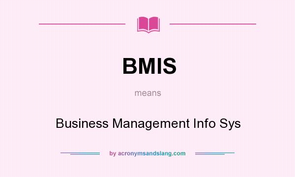 What does BMIS mean? It stands for Business Management Info Sys