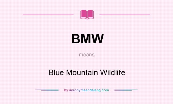 What does BMW mean? It stands for Blue Mountain Wildlife