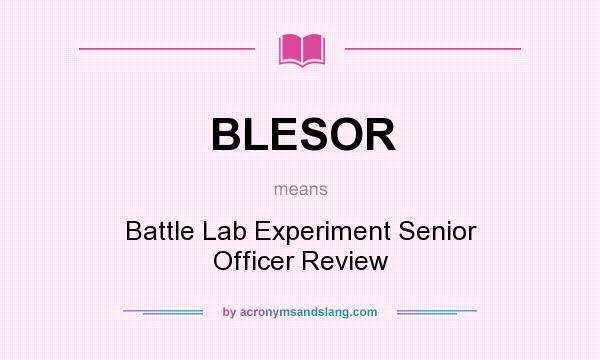 What does BLESOR mean? It stands for Battle Lab Experiment Senior Officer Review