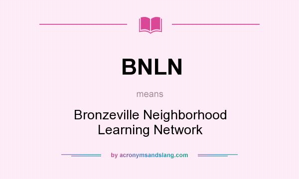 What does BNLN mean? It stands for Bronzeville Neighborhood Learning Network