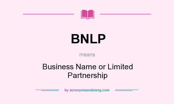 What does BNLP mean? It stands for Business Name or Limited Partnership