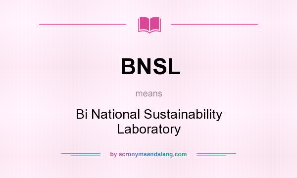 What does BNSL mean? It stands for Bi National Sustainability Laboratory