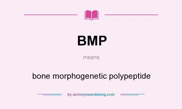 What does BMP mean? It stands for bone morphogenetic polypeptide