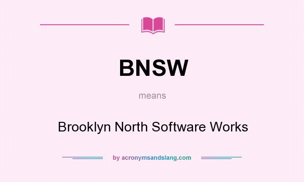 What does BNSW mean? It stands for Brooklyn North Software Works