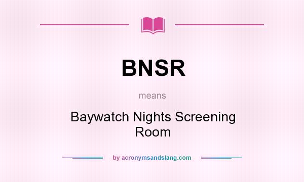 What does BNSR mean? It stands for Baywatch Nights Screening Room