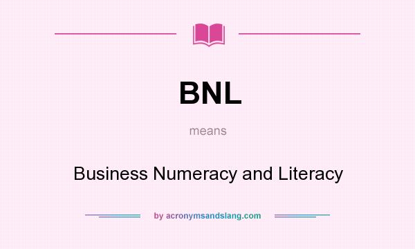 What does BNL mean? It stands for Business Numeracy and Literacy