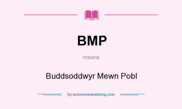 What does BMP mean? It stands for Buddsoddwyr Mewn Pobl