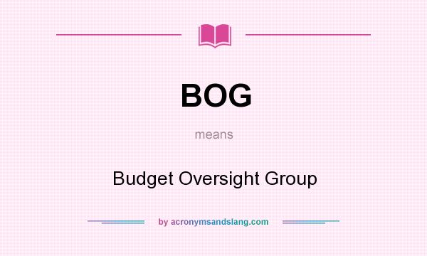 What does BOG mean? It stands for Budget Oversight Group