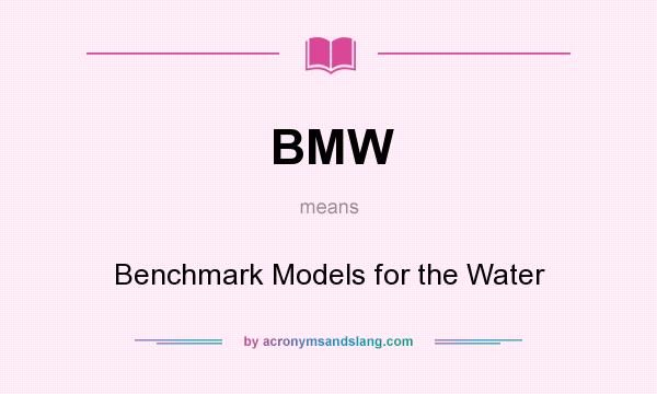 What does BMW mean? It stands for Benchmark Models for the Water