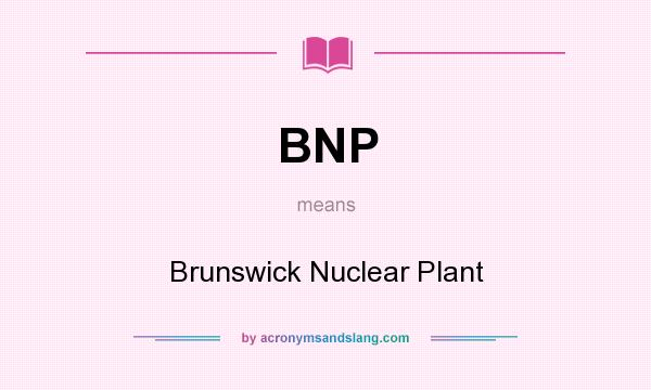 What does BNP mean? It stands for Brunswick Nuclear Plant