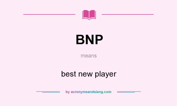 What does BNP mean? It stands for best new player