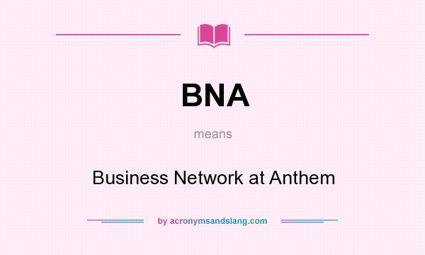 What does BNA mean? It stands for Business Network at Anthem