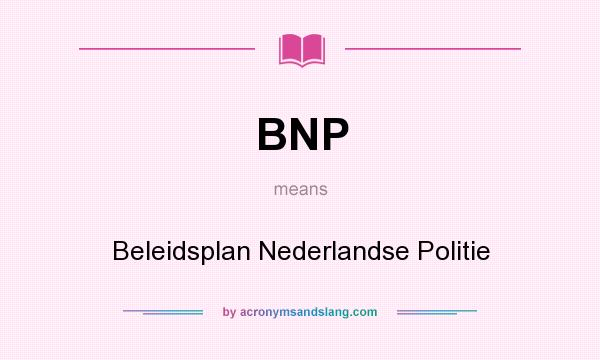 What does BNP mean? It stands for Beleidsplan Nederlandse Politie