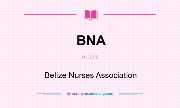 What does BNA mean? It stands for Belize Nurses Association