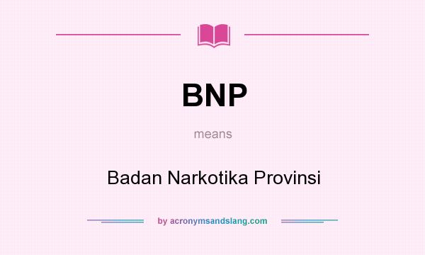 What does BNP mean? It stands for Badan Narkotika Provinsi