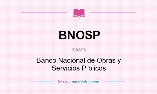 What does BNOSP mean? It stands for Banco Nacional de Obras y Servicios P·blicos
