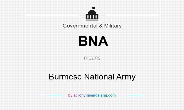 What does BNA mean? It stands for Burmese National Army