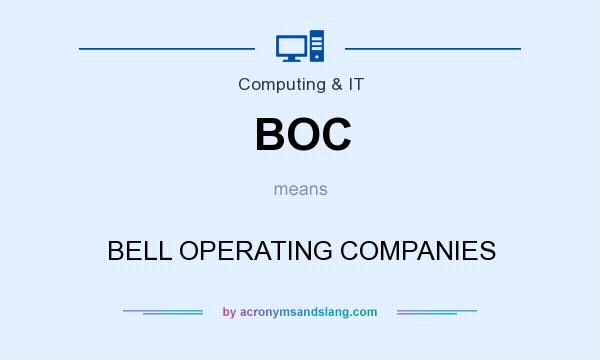 What does BOC mean? It stands for BELL OPERATING COMPANIES