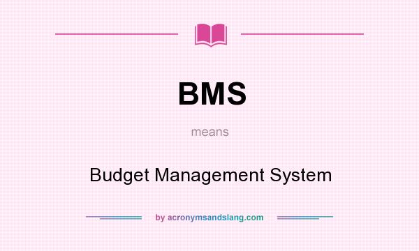 What does BMS mean? It stands for Budget Management System