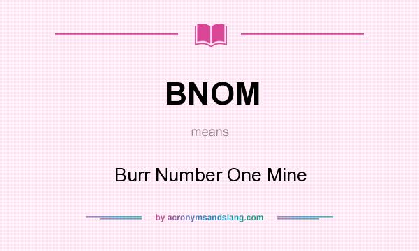 What does BNOM mean? It stands for Burr Number One Mine