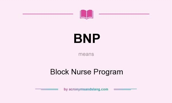 What does BNP mean? It stands for Block Nurse Program