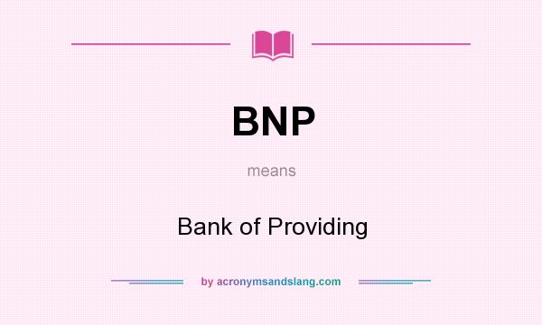 What does BNP mean? It stands for Bank of Providing