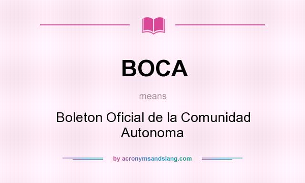 What does BOCA mean? It stands for Boleton Oficial de la Comunidad Autonoma