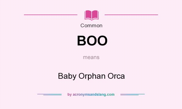 What does BOO mean? It stands for Baby Orphan Orca