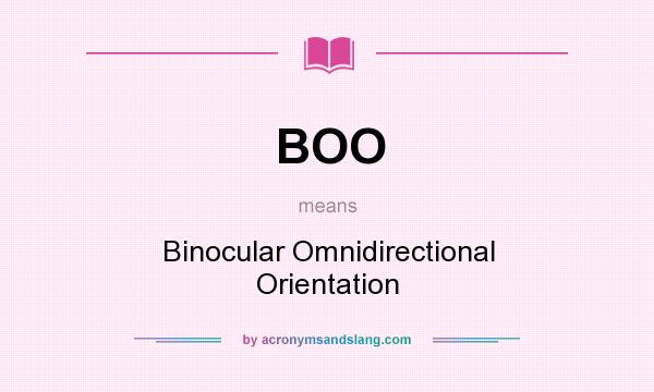 What does BOO mean? It stands for Binocular Omnidirectional Orientation