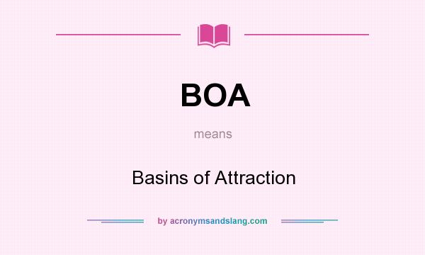 What does BOA mean? It stands for Basins of Attraction