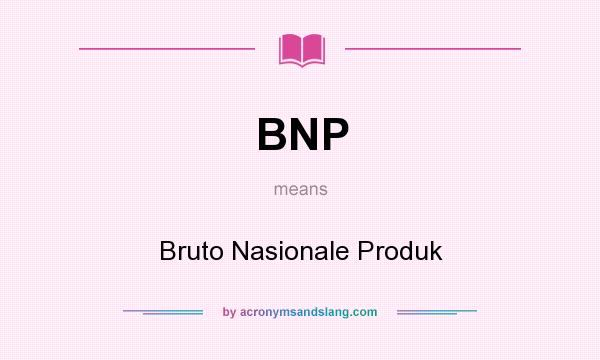 What does BNP mean? It stands for Bruto Nasionale Produk