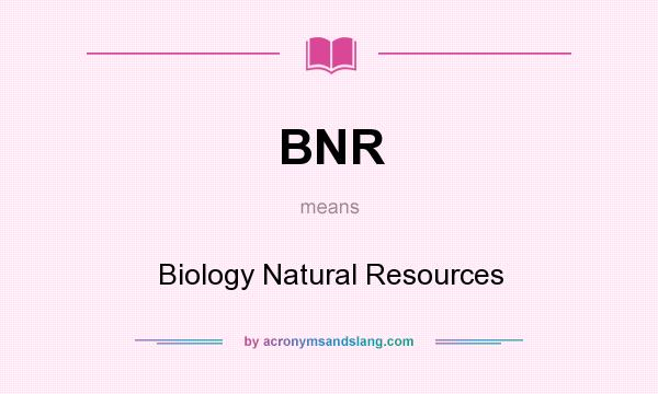 What does BNR mean? It stands for Biology Natural Resources