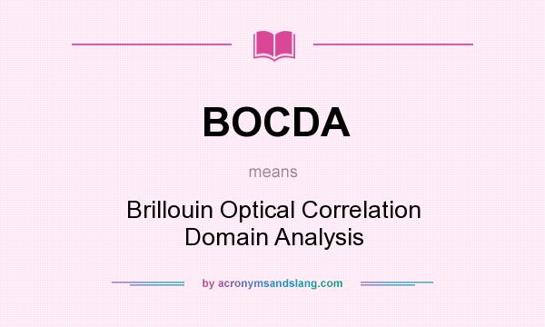 What does BOCDA mean? It stands for Brillouin Optical Correlation Domain Analysis