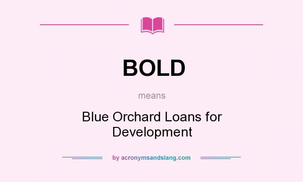 What does BOLD mean? It stands for Blue Orchard Loans for Development