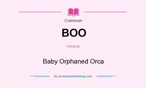 What does BOO mean? It stands for Baby Orphaned Orca