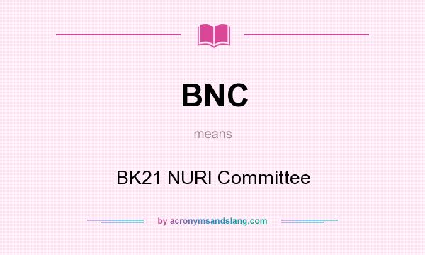 What does BNC mean? It stands for BK21 NURI Committee