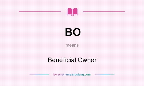 What does BO mean? It stands for Beneficial Owner