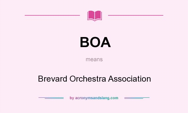 What does BOA mean? It stands for Brevard Orchestra Association