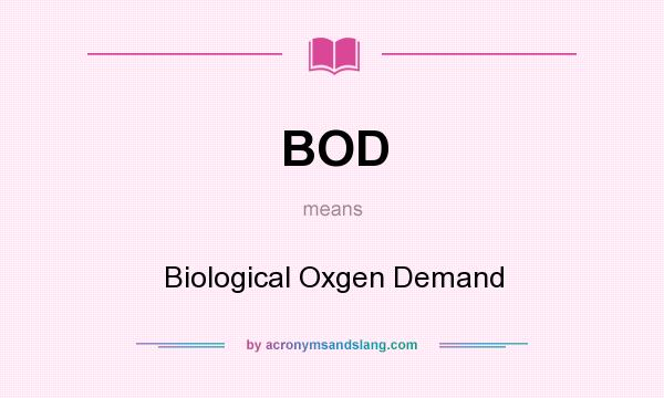 What does BOD mean? It stands for Biological Oxgen Demand