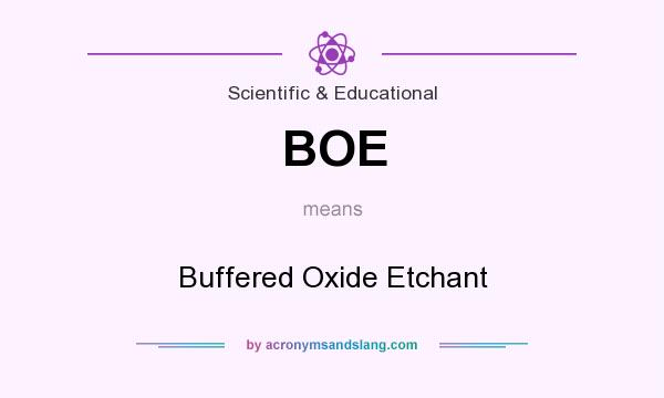 What does BOE mean? It stands for Buffered Oxide Etchant