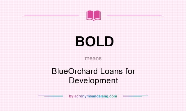 What does BOLD mean? It stands for BlueOrchard Loans for Development